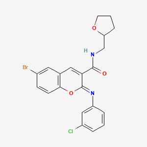 (2Z)-6-bromo-2-[(3-chlorophenyl)imino]-N-(tetrahydrofuran-2-ylmethyl)-2H-chromene-3-carboxamide