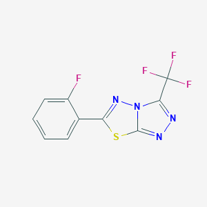 molecular formula C10H4F4N4S B294128 6-(2-Fluorophenyl)-3-(trifluoromethyl)[1,2,4]triazolo[3,4-b][1,3,4]thiadiazole 