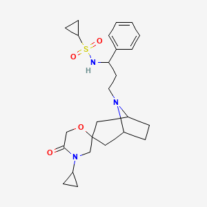 N-(3-((1R,5S)-4'-cyclopropyl-5'-oxo-8-azaspiro[bicyclo[3.2.1]octane-3,2'-morpholin]-8-yl)-1-phenylpropyl)cyclopropanesulfonamide