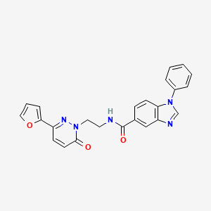 N-(2-(3-(furan-2-yl)-6-oxopyridazin-1(6H)-yl)ethyl)-1-phenyl-1H-benzo[d]imidazole-5-carboxamide