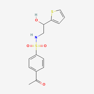 molecular formula C14H15NO4S2 B2941293 4-acetyl-N-(2-hydroxy-2-(thiophen-2-yl)ethyl)benzenesulfonamide CAS No. 1351621-75-4