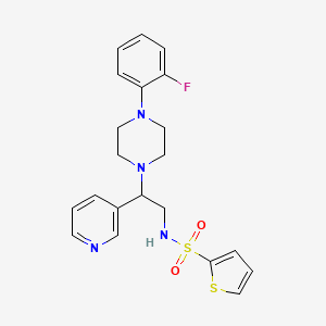 molecular formula C21H23FN4O2S2 B2941299 N-(2-(4-(2-fluorophenyl)piperazin-1-yl)-2-(pyridin-3-yl)ethyl)thiophene-2-sulfonamide CAS No. 863586-79-2