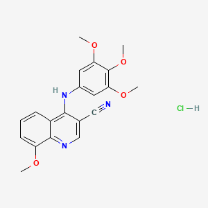 molecular formula C20H20ClN3O4 B2941303 8-Methoxy-4-((3,4,5-trimethoxyphenyl)amino)quinoline-3-carbonitrile hydrochloride CAS No. 1327217-08-2