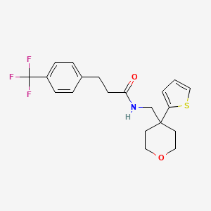 molecular formula C20H22F3NO2S B2941306 N-((4-(噻吩-2-基)四氢-2H-吡喃-4-基)甲基)-3-(4-(三氟甲基)苯基)丙酰胺 CAS No. 1797075-63-8
