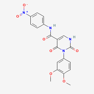 molecular formula C19H16N4O7 B2941327 3-(3,4-dimethoxyphenyl)-N-(4-nitrophenyl)-2,4-dioxo-1,2,3,4-tetrahydropyrimidine-5-carboxamide CAS No. 887884-36-8