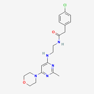molecular formula C19H24ClN5O2 B2941334 2-(4-氯苯基)-N-(2-((2-甲基-6-吗啉并嘧啶-4-基)氨基)乙基)乙酰胺 CAS No. 1207028-85-0
