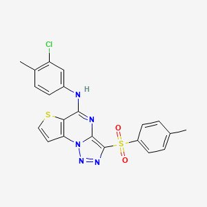 molecular formula C21H16ClN5O2S2 B2941336 N-(3-chloro-4-methylphenyl)-3-[(4-methylphenyl)sulfonyl]thieno[2,3-e][1,2,3]triazolo[1,5-a]pyrimidin-5-amine CAS No. 892734-28-0