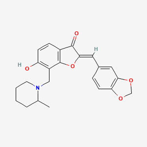 (Z)-2-(benzo[d][1,3]dioxol-5-ylmethylene)-6-hydroxy-7-((2-methylpiperidin-1-yl)methyl)benzofuran-3(2H)-one