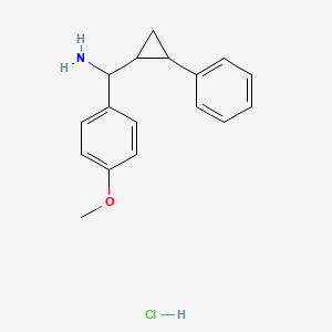 molecular formula C17H20ClNO B2941344 (4-甲氧基苯基)-(2-苯基环丙基)甲胺；盐酸 CAS No. 2247105-91-3