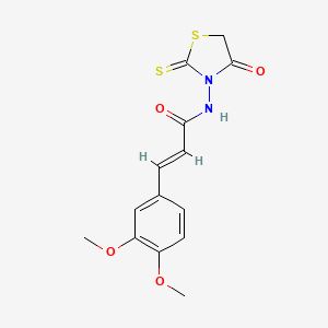 molecular formula C14H14N2O4S2 B2941350 (E)-3-(3,4-dimethoxyphenyl)-N-(4-oxo-2-thioxothiazolidin-3-yl)acrylamide CAS No. 356569-42-1