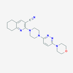 molecular formula C22H27N7O B2941351 2-[4-(6-Morpholin-4-ylpyridazin-3-yl)piperazin-1-yl]-5,6,7,8-tetrahydroquinoline-3-carbonitrile CAS No. 2415586-01-3