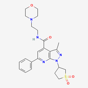 molecular formula C24H29N5O4S B2941352 1-(1,1-dioxidotetrahydrothiophen-3-yl)-3-methyl-N-(2-morpholinoethyl)-6-phenyl-1H-pyrazolo[3,4-b]pyridine-4-carboxamide CAS No. 1021074-96-3