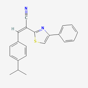 molecular formula C21H18N2S B2941357 (Z)-3-(4-isopropylphenyl)-2-(4-phenylthiazol-2-yl)acrylonitrile CAS No. 467245-86-9