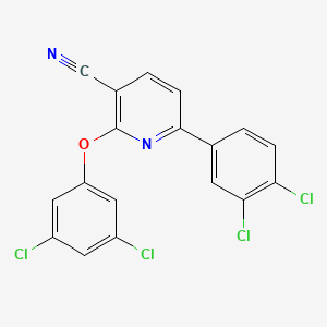 molecular formula C18H8Cl4N2O B2941360 2-(3,5-Dichlorophenoxy)-6-(3,4-dichlorophenyl)pyridine-3-carbonitrile CAS No. 252059-78-2