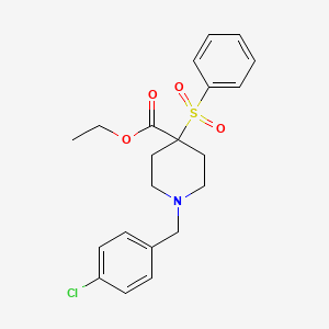 Ethyl 4-(benzenesulfonyl)-1-[(4-chlorophenyl)methyl]piperidine-4-carboxylate