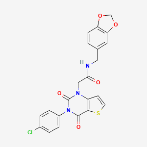 molecular formula C22H16ClN3O5S B2941365 N-[(2H-1,3-benzodioxol-5-yl)methyl]-2-[3-(4-chlorophenyl)-2,4-dioxo-1H,2H,3H,4H-thieno[3,2-d]pyrimidin-1-yl]acetamide CAS No. 1260906-88-4