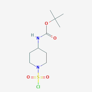 molecular formula C10H19ClN2O4S B2941371 ClS(=O)(=O)N1CCC(CC1)NC(OC(C)(C)C)=O CAS No. 1959618-01-9