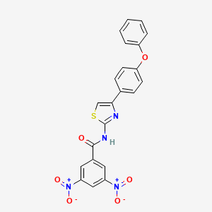 molecular formula C22H14N4O6S B2941374 3,5-dinitro-N-[4-(4-phenoxyphenyl)-1,3-thiazol-2-yl]benzamide CAS No. 361159-25-3