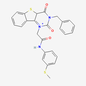 2-{5-benzyl-4,6-dioxo-8-thia-3,5-diazatricyclo[7.4.0.0^{2,7}]trideca-1(9),2(7),10,12-tetraen-3-yl}-N-[3-(methylsulfanyl)phenyl]acetamide