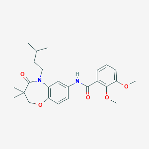 molecular formula C25H32N2O5 B2941383 N-(5-isopentyl-3,3-dimethyl-4-oxo-2,3,4,5-tetrahydrobenzo[b][1,4]oxazepin-7-yl)-2,3-dimethoxybenzamide CAS No. 921524-17-6