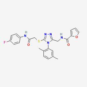 molecular formula C24H22FN5O3S B2941384 N-[[4-(2,5-dimethylphenyl)-5-[2-(4-fluoroanilino)-2-oxoethyl]sulfanyl-1,2,4-triazol-3-yl]methyl]furan-2-carboxamide CAS No. 309969-69-5
