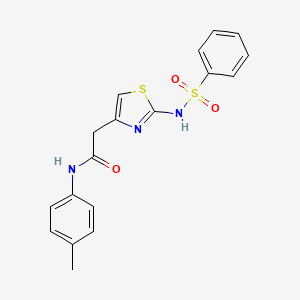 molecular formula C18H17N3O3S2 B2941385 2-(2-(苯磺酰胺基)噻唑-4-基)-N-(对甲苯基)乙酰胺 CAS No. 922130-29-8
