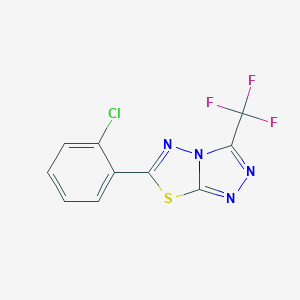 molecular formula C10H4ClF3N4S B294140 6-(2-Chlorophenyl)-3-(trifluoromethyl)[1,2,4]triazolo[3,4-b][1,3,4]thiadiazole 