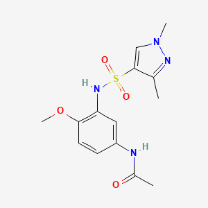 molecular formula C14H18N4O4S B2941409 N-(3-(1,3-dimethyl-1H-pyrazole-4-sulfonamido)-4-methoxyphenyl)acetamide CAS No. 1170044-09-3
