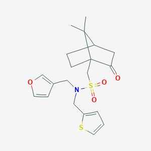 molecular formula C20H25NO4S2 B2941443 1-(7,7-dimethyl-2-oxobicyclo[2.2.1]heptan-1-yl)-N-(furan-3-ylmethyl)-N-(thiophen-2-ylmethyl)methanesulfonamide CAS No. 1798029-77-2