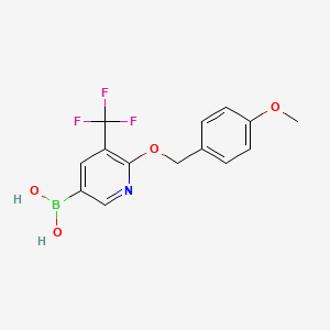 molecular formula C14H13BF3NO4 B2941447 {6-[(4-Methoxyphenyl)methoxy]-5-(trifluoromethyl)pyridin-3-yl}boronic acid CAS No. 2377611-90-8