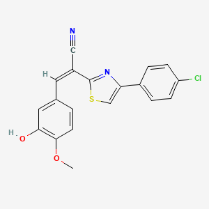 molecular formula C19H13ClN2O2S B2941459 (Z)-2-(4-(4-chlorophenyl)thiazol-2-yl)-3-(3-hydroxy-4-methoxyphenyl)acrylonitrile CAS No. 476671-32-6