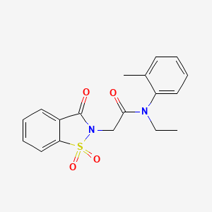 molecular formula C18H18N2O4S B2941461 2-(1,1-二氧化-3-氧代苯并[d]异噻唑-2(3H)-基)-N-乙基-N-(邻甲苯基)乙酰胺 CAS No. 899756-88-8