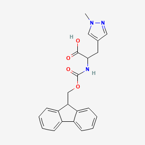 molecular formula C22H21N3O4 B2941462 2-([(9H-Fluoren-9-ylmethoxy)carbonyl]amino)-3-(1-methyl-1h-pyrazol-4-yl)propanoic acid CAS No. 1379871-85-8