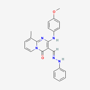 (E)-2-((4-methoxyphenyl)amino)-9-methyl-3-((2-phenylhydrazono)methyl)-4H-pyrido[1,2-a]pyrimidin-4-one