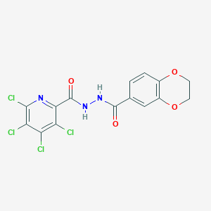 N'-(3,4,5,6-tetrachloropyridine-2-carbonyl)-2,3-dihydro-1,4-benzodioxine-6-carbohydrazide