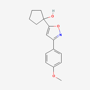 molecular formula C15H17NO3 B2941483 1-[3-(4-Methoxyphenyl)isoxazol-5-yl]cyclopentan-1-ol CAS No. 890092-57-6