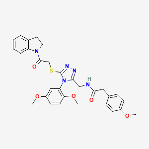 molecular formula C30H31N5O5S B2941498 N-((4-(2,5-二甲氧基苯基)-5-((2-(吲哚啉-1-基)-2-氧代乙基)硫)-4H-1,2,4-三唑-3-基)甲基)-2-(4-甲氧基苯基)乙酰胺 CAS No. 309969-61-7