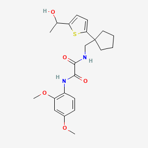 molecular formula C22H28N2O5S B2941511 N1-(2,4-二甲氧基苯基)-N2-((1-(5-(1-羟乙基)噻吩-2-基)环戊基)甲基)草酰胺 CAS No. 2034344-62-0
