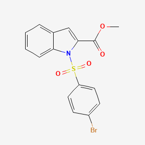 molecular formula C16H12BrNO4S B2941512 methyl 1-[(4-bromophenyl)sulfonyl]-1H-indole-2-carboxylate CAS No. 146384-43-2
