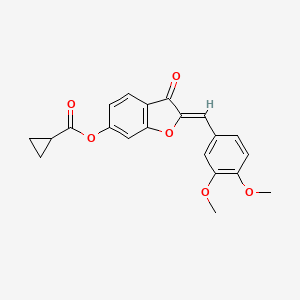 molecular formula C21H18O6 B2941516 (Z)-2-(3,4-dimethoxybenzylidene)-3-oxo-2,3-dihydrobenzofuran-6-yl cyclopropanecarboxylate CAS No. 859139-50-7