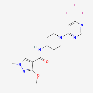 molecular formula C16H19F3N6O2 B2941528 3-methoxy-1-methyl-N-(1-(6-(trifluoromethyl)pyrimidin-4-yl)piperidin-4-yl)-1H-pyrazole-4-carboxamide CAS No. 2034262-72-9