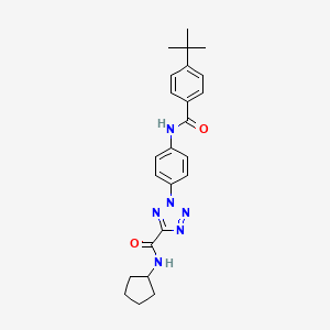 molecular formula C24H28N6O2 B2941532 2-(4-(4-(叔丁基)苯甲酰胺)苯基)-N-环戊基-2H-四唑-5-甲酰胺 CAS No. 1396767-92-2