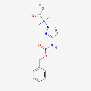 molecular formula C15H17N3O4 B2941541 2-Methyl-2-[3-(phenylmethoxycarbonylamino)pyrazol-1-yl]propanoic acid CAS No. 2287332-75-4