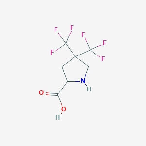 molecular formula C7H7F6NO2 B2941557 4,4-Bis(trifluoromethyl)pyrrolidine-2-carboxylic acid CAS No. 1354950-53-0