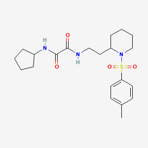 molecular formula C21H31N3O4S B2941561 N1-环戊基-N2-(2-(1-甲苯磺酰基哌啶-2-基)乙基)草酰胺 CAS No. 898450-21-0