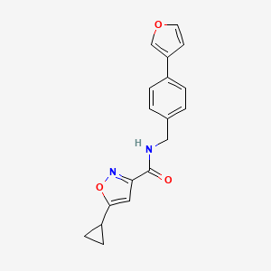 molecular formula C18H16N2O3 B2941565 5-cyclopropyl-N-(4-(furan-3-yl)benzyl)isoxazole-3-carboxamide CAS No. 2034379-46-7