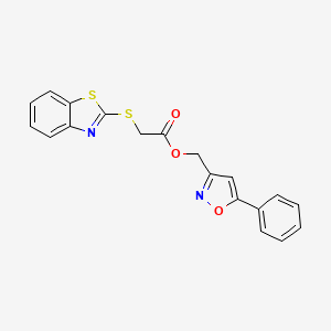 molecular formula C19H14N2O3S2 B2941568 (5-Phenylisoxazol-3-yl)methyl 2-(benzo[d]thiazol-2-ylthio)acetate CAS No. 1210466-93-5