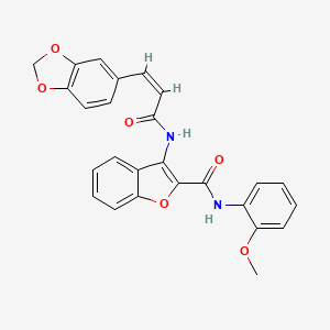 molecular formula C26H20N2O6 B2941569 (Z)-3-(3-(benzo[d][1,3]dioxol-5-yl)acrylamido)-N-(2-methoxyphenyl)benzofuran-2-carboxamide CAS No. 887892-30-0