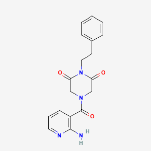 molecular formula C18H18N4O3 B2941572 4-[(2-Aminopyridin-3-yl)carbonyl]-1-(2-phenylethyl)piperazine-2,6-dione CAS No. 1326883-88-8