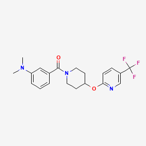 molecular formula C20H22F3N3O2 B2941574 (3-(二甲氨基)苯基)(4-((5-(三氟甲基)吡啶-2-基)氧基)哌啶-1-基)甲苯酮 CAS No. 1421508-51-1